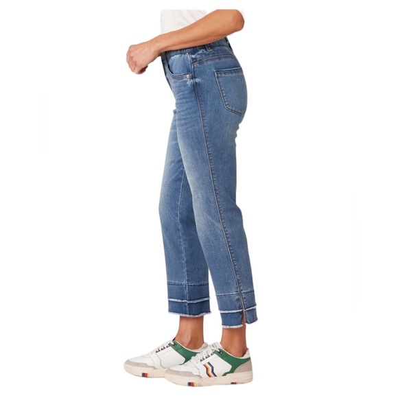 Democracy Ab"solution Mid Blue Kick Flare Jeans with Double Layer Fray Hem - Picture 2 of 8